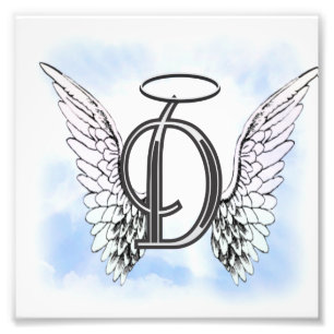 Angel Wings en Halo Monogram Letter D Foto Afdruk