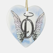 Angel Wings en Halo Monogram Letter D Keramisch Ornament (Rechts)