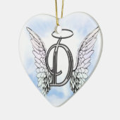 Angel Wings en Halo Monogram Letter D Keramisch Ornament (Links)
