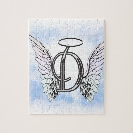 Angel Wings en Halo Monogram Letter D Legpuzzel (Verticaal)