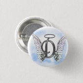 Angel Wings en Halo Monogram Letter D Ronde Button 3,2 Cm (Voorkant /achterkant)