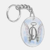 Angel Wings en Halo Monogram Letter D Sleutelhanger (Voorkant Links)