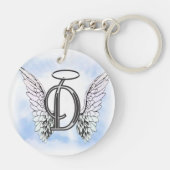 Angel Wings en Halo Monogram Letter D Sleutelhanger (Achterkant)