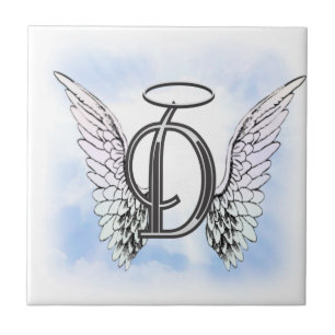 Angel Wings en Halo Monogram Letter D Tegeltje