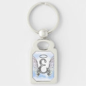 Angel Wings en Halo Monogram Letter E Sleutelhanger (Voorkant)