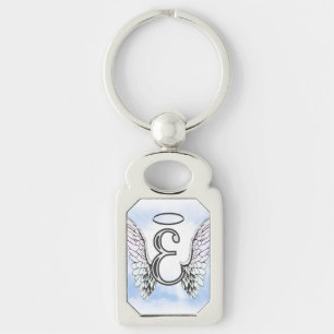 Angel Wings en Halo Monogram Letter E Sleutelhanger