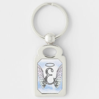 Angel Wings en Halo Monogram Letter E Sleutelhanger