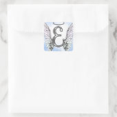 Angel Wings en Halo Monogram Letter E Vierkante Sticker (Tas)
