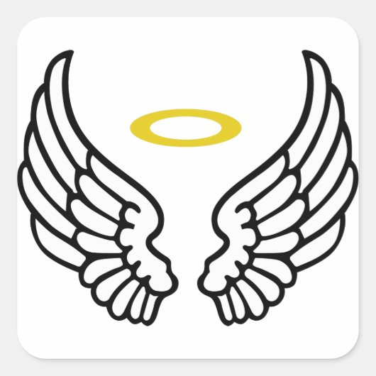 Angel Wings en Halo Vierkante Sticker (Voorkant)