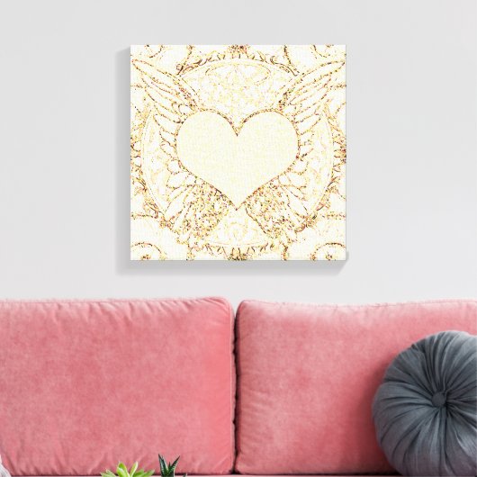 Angel Wings en Heart Canvas Afdruk (Insitu (Woonkamer))