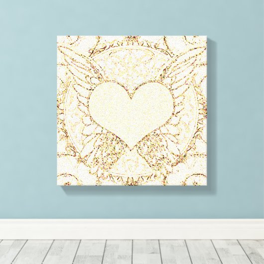 Angel Wings en Heart Canvas Afdruk (Insitu (Houten vloer))