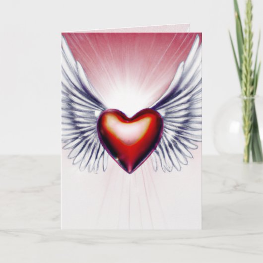 Angel Wings en Heart Greeting/Note Kaart (Voorkant)