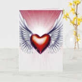 Angel Wings en Heart Greeting/Note Kaart (Gele Bloem)