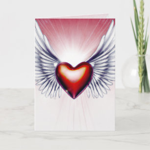 Angel Wings en Heart Greeting/Note Kaart