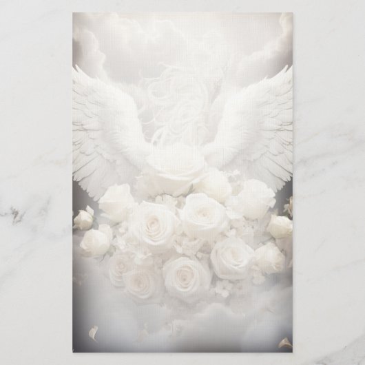 Angel Wings en Rozen Monogram Stationery Briefpapier (Achterkant)