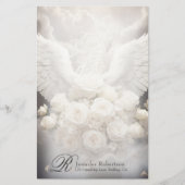 Angel Wings en Rozen Monogram Stationery Briefpapier (Voorkant)