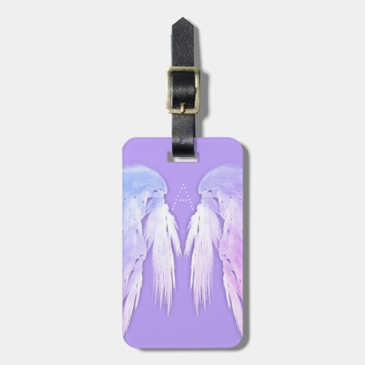 ANGEL WINGS Fairy Paars Monogram Bagagelabel (Voorkant verticaal)