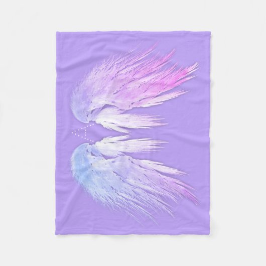 ANGEL WINGS Fairy Paars Monogram Fleece Deken (Voorkant)