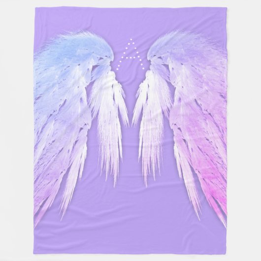 ANGEL WINGS Fairy Paars Monogram Fleece Deken (Voorkant)