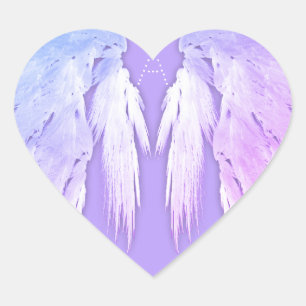 ANGEL WINGS Fairy Paars Monogram Hart Sticker