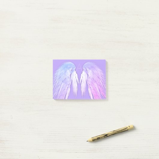 ANGEL WINGS Fairy Paars Monogram Post-it® Notes (Op bureau)