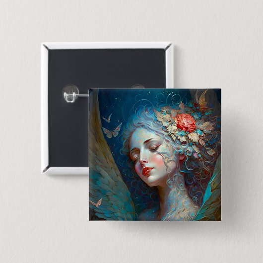 Angel Wings Fantasy Art Button (Voorkant /achterkant)