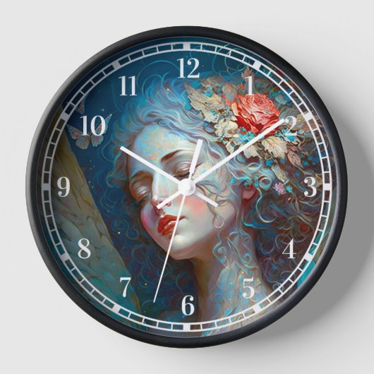 Angel Wings Fantasy Art Clock (Voorkant)