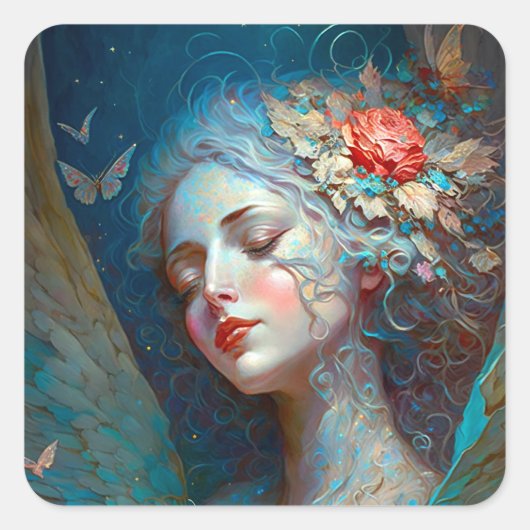 Angel Wings Fantasy Art Square Sticker (Voorkant)