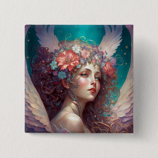 Angel Wings Fantasy Art Vierkante Button 5,1 Cm (Voorkant)
