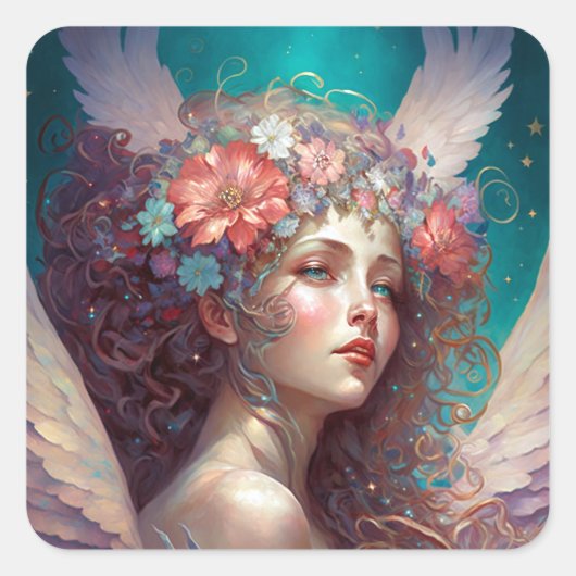 Angel Wings Fantasy Art Vierkante Sticker (Voorkant)