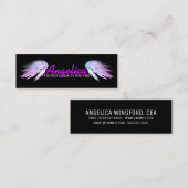 ANGEL WINGS Fantasy Paars op zwart Mini Visitekaartje (Voorkant / Achterkant)