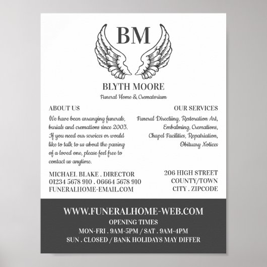 Angel Wings, Funeral Home, Directors Poster (Voorkant)