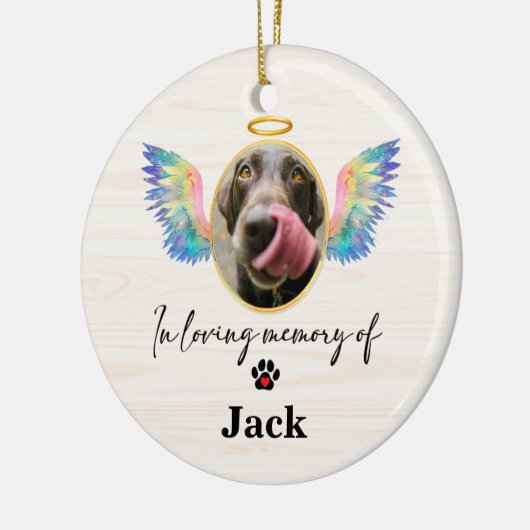 Angel Wings Gepersonaliseerd Hondenmonument Keramisch Ornament (Links)