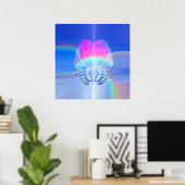 Angel Wings gewikkeld rond een regenbooghart Poster (Thuiskantoor)
