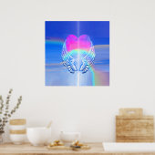 Angel Wings gewikkeld rond een regenbooghart Poster (Keuken)