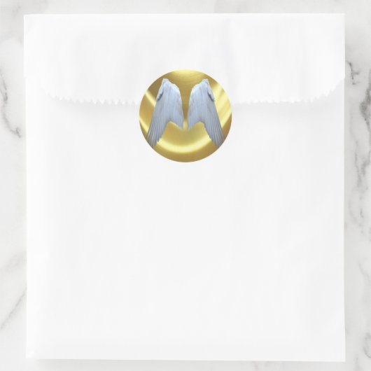 Angel Wings Gold Ronde Sticker (Tas)