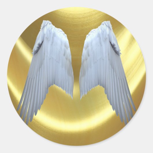 Angel Wings Gold Ronde Sticker (Voorkant)