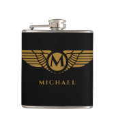 Angel Wings  Golden Name Initiaal Monogram Heupfles (Voorkant)