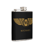 Angel Wings Golden Name Initiaal Monogram Heupfles (Rechts)