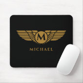 Angel Wings  Golden Name Initiaal Monogram Muismat (Met muis)