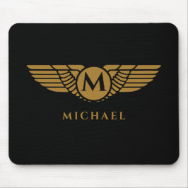 Angel Wings  Golden Name Initiaal Monogram Muismat