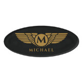 Angel Wings  Golden Name Initiaal Monogram Naambadge (Voorkant)