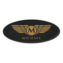 Angel Wings  Golden Name Initiaal Monogram Naambadge