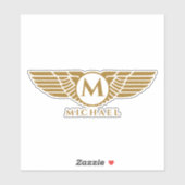 Angel Wings Golden Name Initiaal Monogram Sticker (Vel)