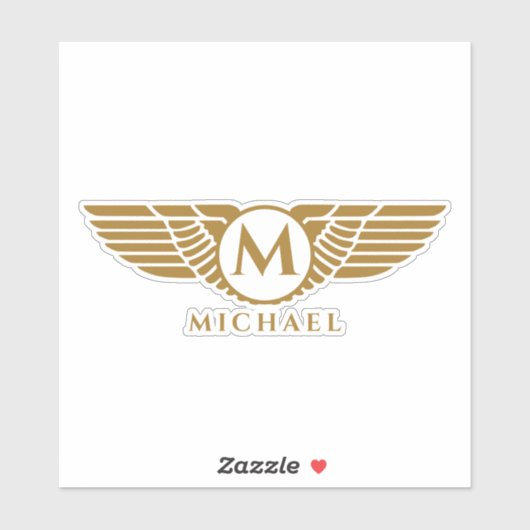 Angel Wings  Golden Name Initiaal Monogram Sticker (Vel)