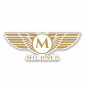 Angel Wings Golden Name Initiaal Monogram Sticker (Voorkant)