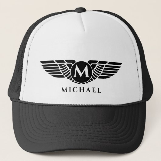 Angel Wings  Golden Name Initiaal Monogram Trucker Pet (Voorkant)