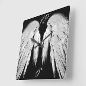 ANGEL WINGS Gray Touched Feathers Custom Numbers Vierkante Klok (Hoek)