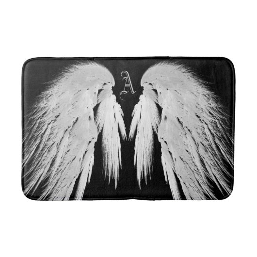 ANGEL WINGS Grey Touch Feathers Custom Monogram Badmat (Voorkant)