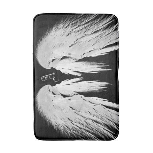 ANGEL WINGS Grey Touch Feathers Custom Monogram Badmat (Voorkant Verticaal)